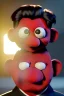 Placeholder: Waist up muppet Portrait, Kim Jong-un muppet doll, black suit, photo studio, red background, unreal engine 5, concept art, art station, god lights, ray tracing, RTX, lumen lighting, ultra detail, volumetric lighting, 3d.