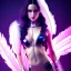 Placeholder: A beautiful portrait of a cute cyberpunk woman, high key lighting, volumetric light high details with white stripes and feathers and celtic paterns