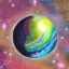 Placeholder: melted crayon drawing of crystal ball on embroidered cloth, galaxy and milky way inside crystal ball, 8k resolution, high-quality, fine-detail, ornate, baroque, muted colors, intricate, digital art, detailed matte, volumetric lighting, illustration, octane render,