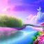 Placeholder: beautiful dream, mystical, cascades, delicate flowers, masterpiece, pastel colors, blue river, pink clouds,8k