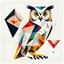 Placeholder: Wassily Kandinsky owl, geometric shapes on white background