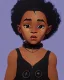 Placeholder: Portrait of a sweet black toddler witch girl with long black curly hair