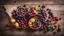 Placeholder: Colorful berries assortment on rustic wooden table