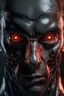 Placeholder: User an incredibly realistic humanoid cyborg looking straight at the camera, insanely realistic cinematic portrait photography, the left eye is a red LED, insanely realistic, gritty photography, ominous,