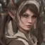 Placeholder: dungeons and dragons female elf druid, brown hair, brown eyes, pale skin