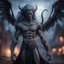 Placeholder: serpent dark elf grey angel nephilim vampire with muscles and big wig, Guiding souls through twilight, where the shadows flee In this realm of aftermath, phantoms softly tread Following the will-o-wisp, where the lost are led ,bokeh like f/0.8, tilt-shift lens 8k, high detail, smooth render, down-light, unreal engine