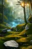 Placeholder: stand on a rock, forest, 8k resolution, high-quality, fine-detail, intricate, fantasy art, detailed matte, volumetric lighting, illustration, 3D