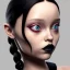 Placeholder: jenna ortega, wednesday addams hair style, wednesday make up, wednesday addams black dress, cinematic, addams family wednesday style, hyper detail, 8k resulation