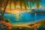 Placeholder: moorea beach stunning sunset turqoise sea color with coral transparent oil painting lots of flowers and swaying large palm trees hammock golden sunset calm sea