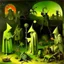 Placeholder: some mysterious figures, odd background, cinematic, Hieronymus Bosch, Max Ernst, vegetal life, rotten, ambient light, cry, ritual