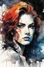 Placeholder: ink wash and watercolor illustration of a girl, with highly detailed hair and facial features in the comic book art style of Bill Sienkiewicz and Frank Miller, 4k, bold and detailed inking and shading, vibrant natural color