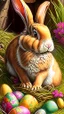 Placeholder: Easter bunny adventure, art, drawing, very realistic, detailed, vibrant colors.