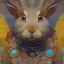 Placeholder: girl rabbit with blue third aye, aboriginal, dot painting, indiginous, dot, mud, dream-time, abstract, dots, natural pigment, extremely sharp detail, finely tuned detail, ultra high definition, 8 k, unreal engine 5, ultra sharp focus, art germ and Paul Lewin and Kehinde Wiley