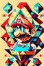 Placeholder: Mario illustration with geometric coloring inside