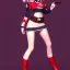 Placeholder: female soldier wearing miniskirt, wearing thighhighs, bare thighs, pretty face, red lips, pigtails hairstyle, full body shot, zoomed out, trending on artstation