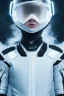 Placeholder: All Black racing suit AnnaSophia Robb, portrait, ghost mask, wearing high tech racing helmet, white smoke, dark, rage, sorrow, high definition, ultra 8 k, volumetric lighting, blue fire, fog