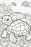 Placeholder: blank colouring book, white blank background, simple picture for toddlers, turtle pet, disney and pixar style