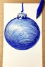 Placeholder: Boule de Noël dessinée au stylo Bic bleu