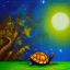 Placeholder: Oil painting style turtle and night scene