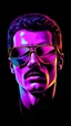 Placeholder: WPAP Pop art style Freddie Mercury Sunglasses outside emboss 3d shiny cubis mirrors glass minimalist Neo Surrealisme Unique surrealistic artwork brutal multicolor neon colors,find details,UHD neons,black background