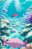 Placeholder: Underwater scene, a cute mermaid with pink hair and shimmering tail, rock, calm water, fish, beautiful colors, fine detail, high quality, seashell, octopus, mystical