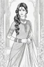 Placeholder: Coloring page for adults of a elegant fashion model woman wearing hindi dress, dynamic poses, full body portrait, thick and clean lines, clean details, no-color, no-turban, , non background, non color, non shading, no-grayscale, dynamic poses, full body portrait, thick and clean lines, clean details, no-color, no-turban, , non background, non color, non shading, no-grayscale