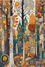 Placeholder: random color Zentangle patterns in the styles of Gustav Klimt ,Wassily Kandinsky, Paul Klee, and Kay Nielsen that depicts a a remote autumn forest glade, with fine ink outlining