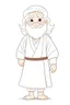 Placeholder: Disney style, white hair, white skin, white beard, coloring book, minimalism, simple lines, white background, STICKER, WHOLE BODY, A CUTE JESUS CHRIST, WAVY HAIR, BEARD, COVERING THE WHOLE BODY WHITE LONG TUNIC, LIGHT DOWN, HAPPY face , A detailed illustration, in the style of Studio Ghibli, 3D vector art, cute and quirky, fantasy art, Adobe Illustrator, hand-drawn, low-