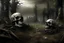 Placeholder: hell, city of the dead, dead forest, human and robot skulls, realistic image, photographic image