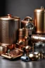 Placeholder: Please produce a photo of the parts of electrical household appliances used in homes inspired by copper, which should be a fresh photo and for the cover of a poster. Please, it should be kitchen electrical appliances. The number of items should be less