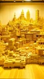 Placeholder: A golden yellow city made out of blocks painted by Zhang Lu