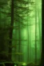 Placeholder: A powerful wizard using magic, green magic symbols, woods, forest background, dark scene, dramatic lighting