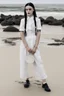 Placeholder: Wednesday Addams on the beach in California