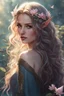 Placeholder: Pink flower crown,Pointed elven ears,Blonde hair ,Pink dress,Sparkling fairy wings,Very long golden hair,Fairy crown,pointed ears,elven ears,fairy wings,water lilies,sparkling,glittering,flowers,blossoms,golden crown,light pink dress