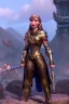 Placeholder: metallic war-forged woman