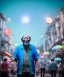 Placeholder: Ultra Realistic photo, medium shot view, drunken sweet happy old Asian man, carnival scene, monster hair, steampunk style. Blue hair, confeti, smile, happy, festival, ovnis, gradient color fog. highly detailed, concept art, unreal engine 5, ray tracing, RTX, lumen lighting, ultra detail, volumetric lighting, 3d, finely drawn, high definition, high resolution.