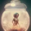 Placeholder: Fairy inside a belljar, ghostly lights, polaroid, symmetry, bioluminescence, luminescent glow, moody, tender, photorealistic, octane render, golden hour