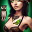 Placeholder: hyper realistic, young cute girl, short black air, green eyes, with owl, batterfly tatoo, dressed a steampunk pirate, bra with carved leather, Caravelle ships in background. salvador dalì style. high details, thunderstorm. 4k, unreal engine Upscale PRO hyper realistic, young small cute girl, short black air, green eyes, with owl tatoo, dressed a steampunk pirate, bra with carved leather, Tintoretto ships in background. salvador dalì style. high details, 4k, unreal engine