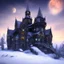 Placeholder: nightsky, blue, black, fields, abandoned buildings, ruins, cottage, gothic castle, metal, gold,