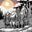 Placeholder: [comics Head Lopper style by Andrew MacLean] At the crest of the hill, under the watchful gaze of the setting sun, a motley crew of courageous souls stands assembled. The short bald dwarf healer, his weathered features etched with ancient knowledge, surveys the group with a keen eye. Beside him, the female Elf radiates an aura of forest magic, her eyes alight with the wisdom of the natural world. Opposite the Elf, the female thief from the dark city moves with a grace born of shadows, her pres