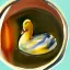 Placeholder:  watercolour painting of two ducks in a bowl of soup