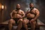 Placeholder: full body shot photography, two muscular chubby ugly burly marocan men , sweat, bulge, masculine hairy 43 year old man, curly hair, manly chest, curly beard ,big shoulders, big arms, big legs, bulge,, ambient occlusion , lying down sleeping in a steamy Sauna, super high resolution, 8k, dim light, side light, ultra hyper realistic, frontal view