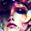 Placeholder: young queen of darkness with a perfect crown, flannel jacket, style <Yoji Shinkawa>, watercolor illustration by <agnes cecile> butterflies everywhere,