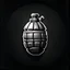 Placeholder: grenade, black background, white lighting, video game icon