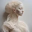 Placeholder: Fragile, very detailed, precise paper, thin paper art, filigree paper, slim figure, white open paper dress, futuristic version, transparent, invisible, hollow, beautiful paper anatomy, paper freckles, braided paper updo paper hair, Leonardo da Vinci, facing right, created from fine paper, curled white paper, shot with Sony Alpha a9 Il and Sony FE 200-600mm f/5.6-6.3 G OSS lens, natural ligh, hyper realistic photograph, ultra detailed -ar 1:1 —q 2 -s 750)