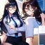 Placeholder: Clear focus, 8k, high quality, detailed, beautiful lighting, girl, vibrant colors, black long hair, vibrant golden eyes, office clothes, glasses, messy hair, sitting down, stretching,