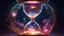 Placeholder: Cosmo space inside a glowing hourglass, intricate, realistic, digital art, meticulously detailed