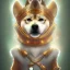 Placeholder: viking shiba inu with floating spirit orbs