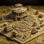 Placeholder: A beige field with a house made out of gears designed in ancient Egyptian hieroglyphics painted by Qiu Ying