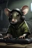 Placeholder: happpy rat with a headset on from the game tarkov and a vacum cleaner